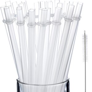jovitec 50 pieces reusable drinking straw thick plastic straws with cleaning brush clear straw