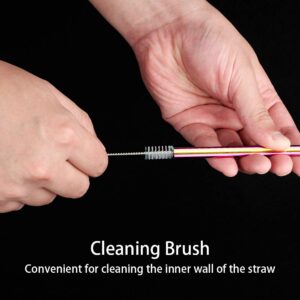 [18 PCS] New Heart Shape Metal Straws 304 Food Grade Stainless Steel, Tomorotec Bulk Reusable Stainless Steel Straw Set with Cleaning Brushes for Tumblers Beverage Drinks Cocktail(Rainbow)
