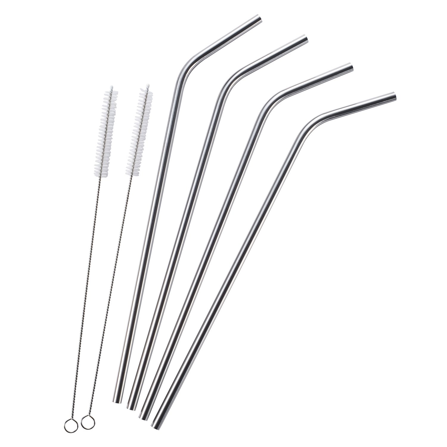 4 Extra Long Stainless Steel Straws for 30 OZ Tumbler + 2 Cleaning Brushes