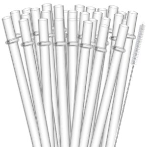 alink 55-pack reusable clear plastic straws, 10.5 in long tumbler replacement hard straws with cleaning brush
