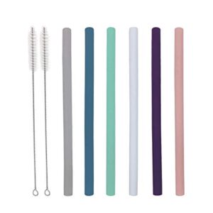 senneny set of 6 silicone drinking straws for 30oz and 20oz - reusable silicone straws bpa free extra long with cleaning brushes- 6 straight- 8mm diameter