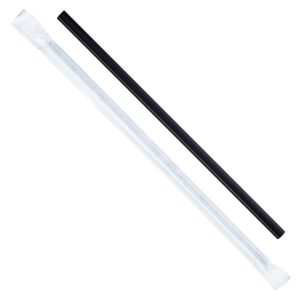 Karat C9075 (Black) 9" Giant Straws (8mm Diameter), Paper-Wrapped, Solid Black, 1-(Pack) (Pack of 2500)