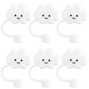 hinzic 6pcs silicone straw cover cap reusable cloud cartoon pattern drinking straw cap plugs tip cute set straws plug for 8mm(0.31 inch) cup straw travel home outdoor