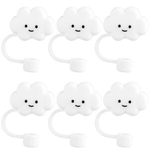 HINZIC 6Pcs Silicone Straw Cover Cap Reusable Cloud Cartoon Pattern Drinking Straw Cap Plugs Tip Cute Set Straws Plug for 8mm(0.31 Inch) Cup Straw Travel Home Outdoor