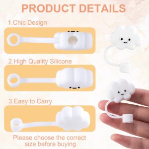 HINZIC 6Pcs Silicone Straw Cover Cap Reusable Cloud Cartoon Pattern Drinking Straw Cap Plugs Tip Cute Set Straws Plug for 8mm(0.31 Inch) Cup Straw Travel Home Outdoor