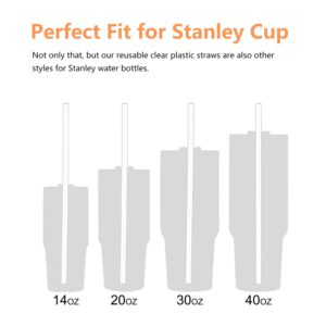 Reusable Straws for Stanley Cup Accessories - 6Pack Clear Drinking Plastic Straw for Stanley Tumbler With Handle Quencher 30 40 oz Long Smoothie Straw for Stanley Adventure Straw Brush Replacement Kit