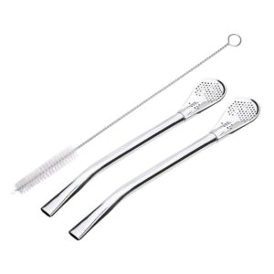 gfdesign yerba mate bombilla gourd drinking filter straws 304 food-grade 18/8 stainless steel - set of 2 with cleaning brush - 6" long