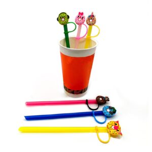 Silicone Straw Plug, 6Pcs Silicone Straw Lid, Reusable Drinking Straw Tips, Splash Proof Straw Protector Caps, Straw Covers for 7-8 mm Straws (Mixed Pattern)