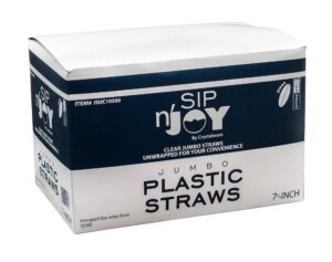 [500-pack] plastic straws - 7.75 inches long, drinking straws, standard size, bulk pack (clear, 500)