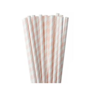 Light Pink Striped Paper Straws, Candy Pink and White Cake Pop Straws For Baby Shower Wedding Birthday Decoration Drinking Straws, White,Pink, 6*197mm