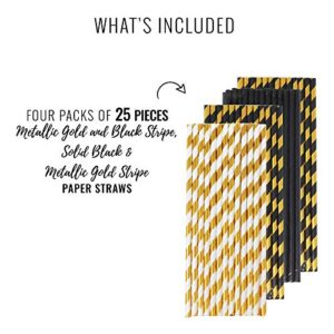 Just Artifacts Premium Disposable Drinking Paper Straws (100pcs, Roaring 20s)