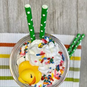 Green and White Paper Straws - Stripe Chevron Polka Dot - Birthday Christmas St Patrick's Day Supply - 100 Pack Outside the Box Papers