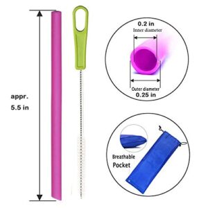 14 Pcs Reusable Silicone Straws 5.5" Mini Small Short Pipe Kids Straw for Baby Toddlers/Children Take & Toss/Tumbler, Chewy, Safe Smoothies Drinking Straw with 2 Cleaning Brushes