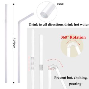 [300 Pack] Individually Wrapped Disposable Plastic Flexible Drinking Straws Clear Bendy Straws BPA Free - 8.25" x 0.23"