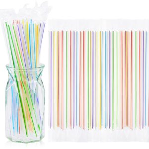 300 pcs jumbo boba straws large smoothie straws individually wrapped bubble tea striped straws 9.06 inches extra wide plastic milkshake straws disposable drinking straws with pointed end for drinks