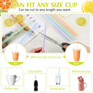 300 Pcs Jumbo Boba Straws Large Smoothie Straws Individually Wrapped Bubble Tea Striped Straws 9.06 Inches Extra Wide Plastic Milkshake Straws Disposable Drinking Straws with Pointed End for Drinks