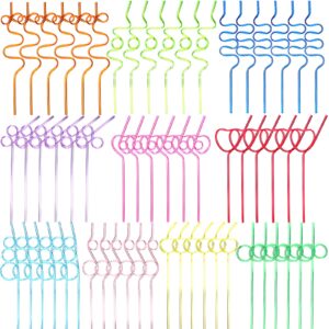 assorted silly straws colorful reusable drinking straws twists loop straws bendy straws fun straws for kids birthday carnivals classroom, 10 designs(60 pcs)