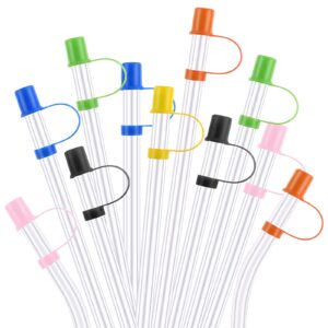 prasacco 30 pieces colorful straw covers cap, plastic straw tips cover drinking straw caps reusable straw lids flexible straw plug for 9 mm straws anti-dust straw tips plugs