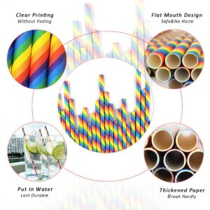 250Pcs Rainbow Paper Straws,Biodegradable Straws Pride Party Drinking Straws, Colorful Straws for Party Supplies Decorations Birthday Wedding Anniversary Christmas - Practical & Eco-Friendly