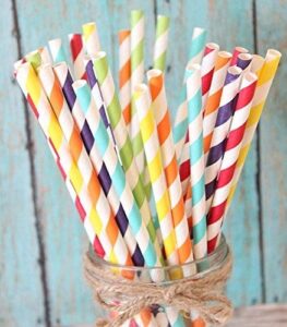 charmed rainbow stripe paper straw set of 150 straws with all the color of the rainbow!