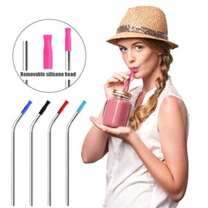 22 PCS Reusable Silicone Straw Tips, Multi Colored Food Grade Straws Tips Covers, Reusable Metal Straws Covers 1/4 Inch Wide(6MM Outer Diameter)