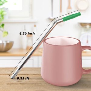 (4 Pack) Reusable Straws,Stainless Steel Metal Straws with 1 Cleaning Brush, Removable Straw Filter with Silicone Flex Tips Cover, Size 8.26 * 0.35 inches, Long Straws for Coffee, Tea, Drinks,Juice