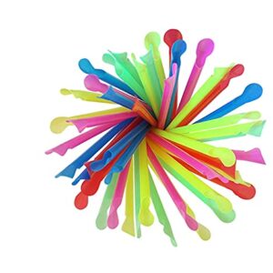 Concession Essentials 8'' Unwrapped Snow Cone Spoon Straw Assorted Bright Colors. Pack of 400ct.