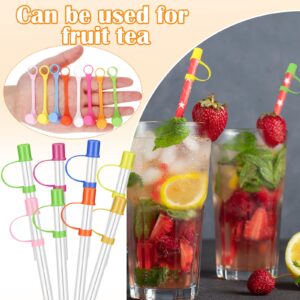 Didaey 120 Pcs Straw Tips Cover Reusable Drinking Straw Caps Colorful Drinking Straw Plugs Plastic Drinking Straw Lids Straw Plug Drinking Dust Cap for 9.5 mm Straws in 8 Colors