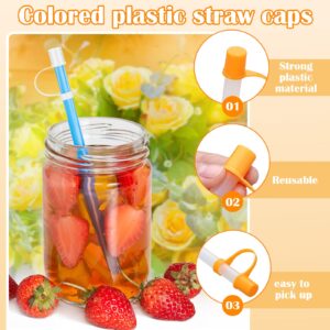 Didaey 120 Pcs Straw Tips Cover Reusable Drinking Straw Caps Colorful Drinking Straw Plugs Plastic Drinking Straw Lids Straw Plug Drinking Dust Cap for 9.5 mm Straws in 8 Colors