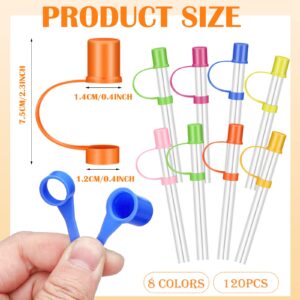 Didaey 120 Pcs Straw Tips Cover Reusable Drinking Straw Caps Colorful Drinking Straw Plugs Plastic Drinking Straw Lids Straw Plug Drinking Dust Cap for 9.5 mm Straws in 8 Colors