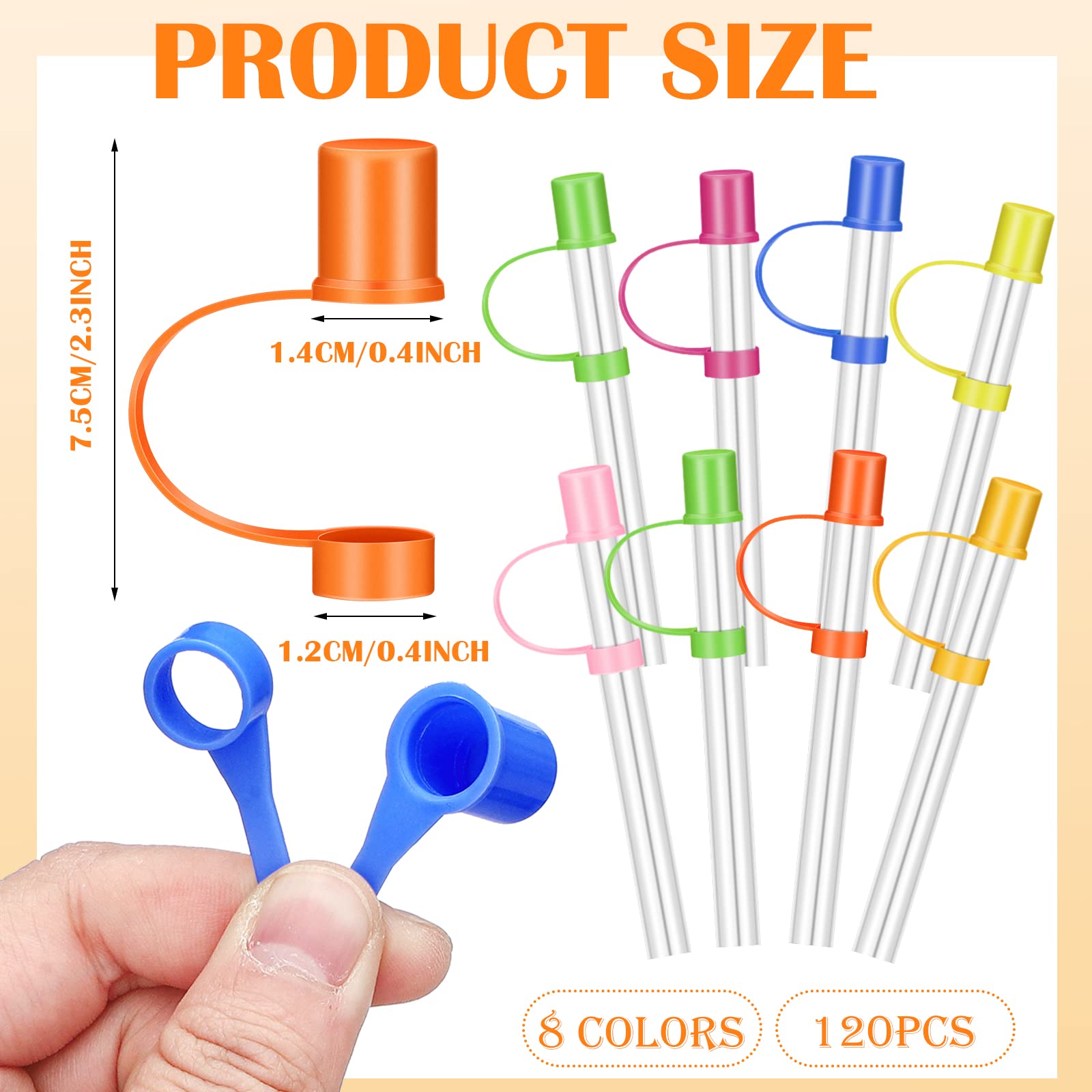 Didaey 120 Pcs Straw Tips Cover Reusable Drinking Straw Caps Colorful Drinking Straw Plugs Plastic Drinking Straw Lids Straw Plug Drinking Dust Cap for 9.5 mm Straws in 8 Colors