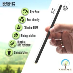 Naturalik 1000-Pack Biodegradable Black Paper Straws Extra Durable Dye-Free- Eco-Friendly Sturdy Black Paper Straws Bulk- Drinking Straws for Smoothies, Restaurants and Party Decorations