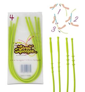 straw squeegee cleaning tool 4 pack - (2 small, 2 wide) - bpa dishwasher safe straw silicone squeegee brush designed to clean reusable softy straws