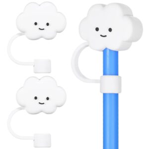 xybhrc straw cover, 2pcs cloud straw covers straw tip cap reusable drinking straw toppers, silicone straw plugs reusable cloud shape straw protector (cloud-2pcs)