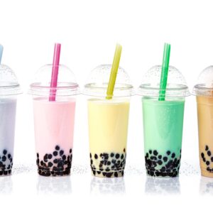 200 Pack Milkshake Plastic Straws, Multi Colors Jumbo Smoothie Straws, Lndividual package, for Bubble Tea and Milkshake.