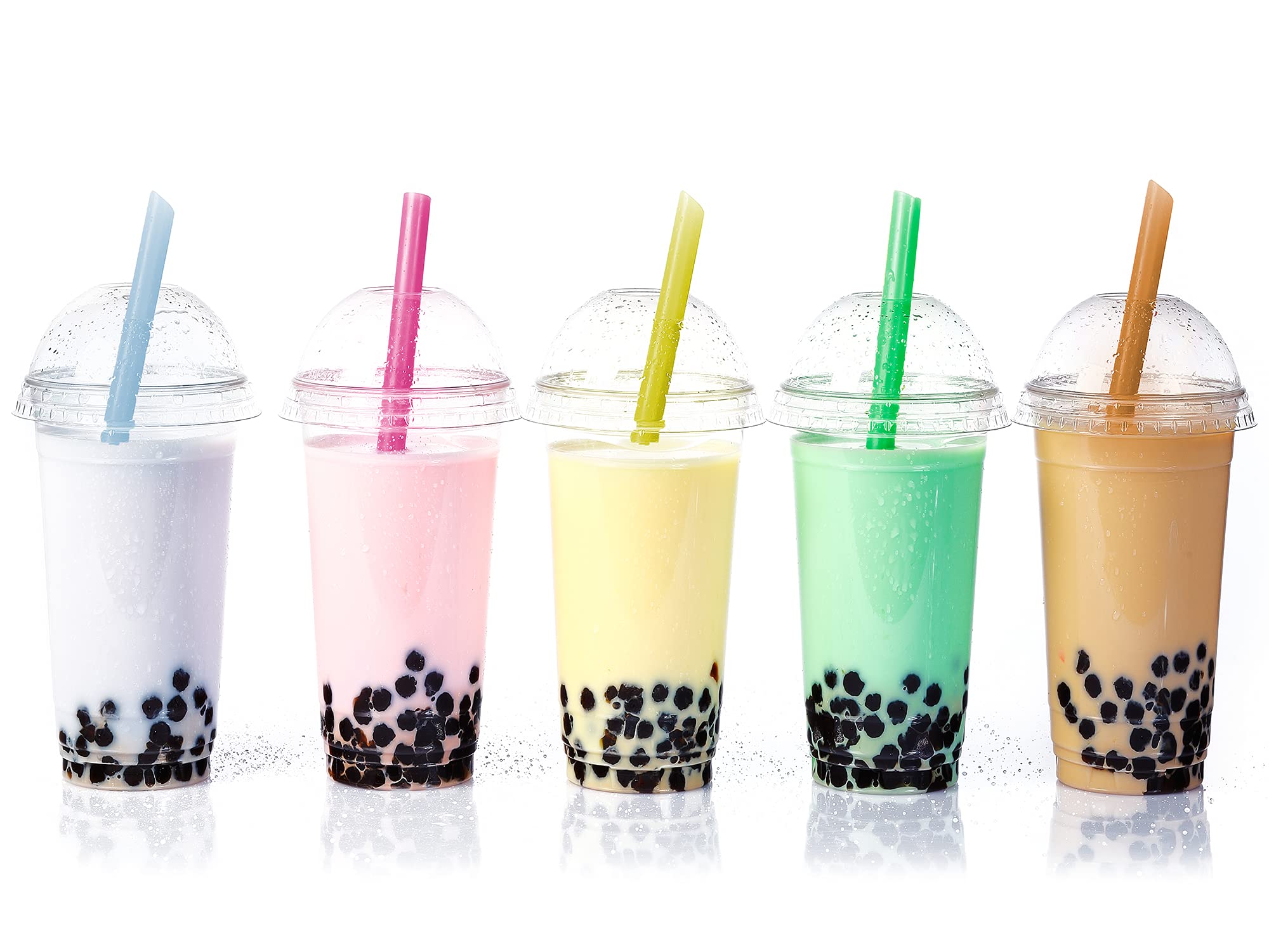 200 Pack Milkshake Plastic Straws, Multi Colors Jumbo Smoothie Straws, Lndividual package, for Bubble Tea and Milkshake.