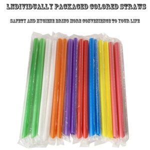 200 Pack Milkshake Plastic Straws, Multi Colors Jumbo Smoothie Straws, Lndividual package, for Bubble Tea and Milkshake.