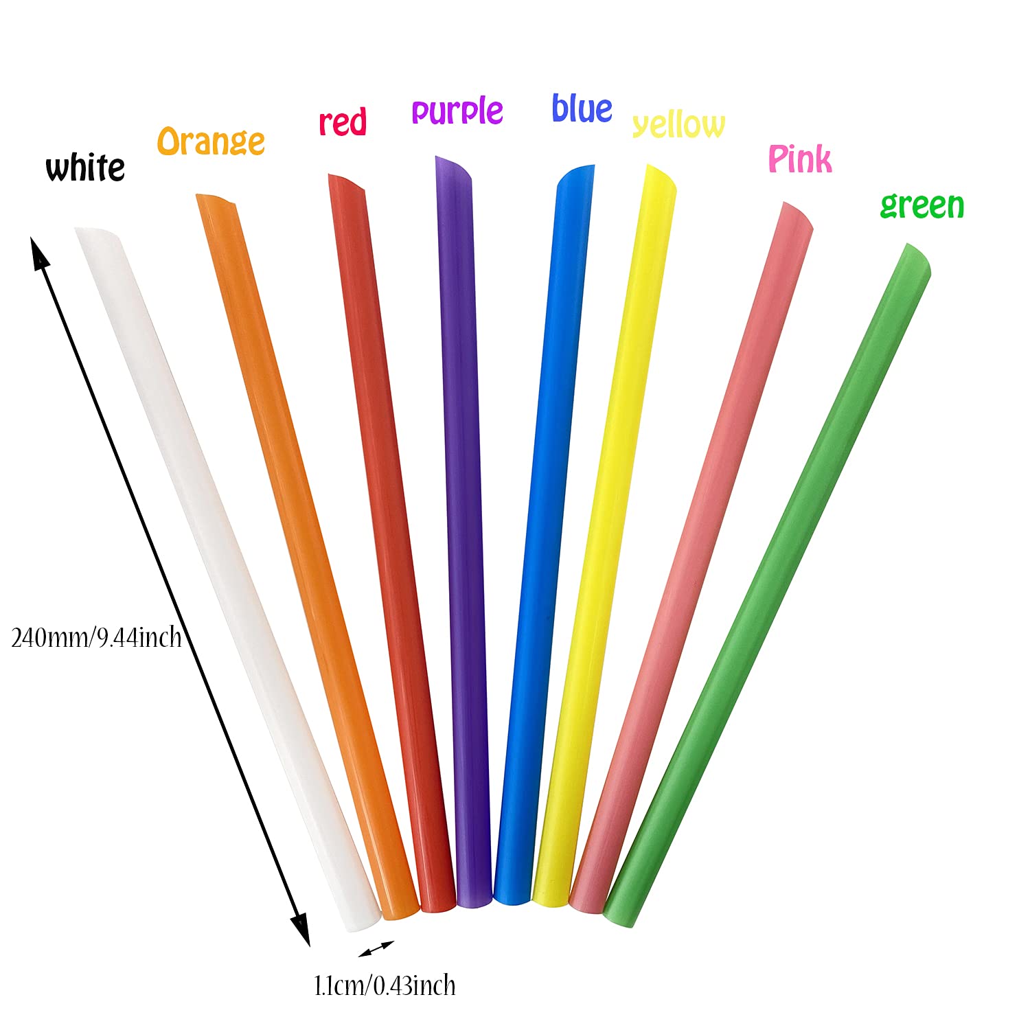 200 Pack Milkshake Plastic Straws, Multi Colors Jumbo Smoothie Straws, Lndividual package, for Bubble Tea and Milkshake.