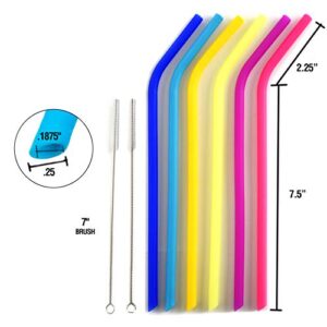 Norpro Silicone Color Changing Straws with 2 Cleaning Brushes, Set of 6