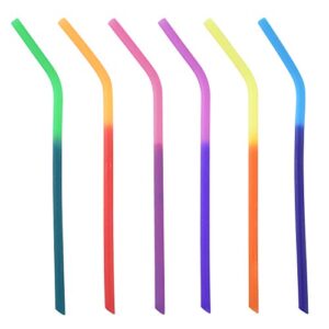 Norpro Silicone Color Changing Straws with 2 Cleaning Brushes, Set of 6