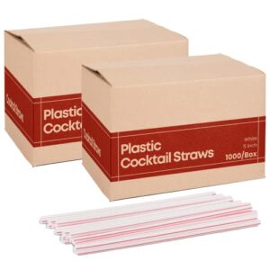 1intheoffice cocktail straws, coffee straws plastic 5 inch sip stir stick coffee straws, white 1000 / box, 2 boxes