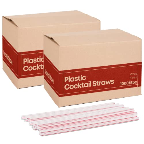 1InTheOffice Cocktail Straws, Coffee Straws Plastic 5 Inch Sip Stir Stick Coffee Straws, White 1000 / Box, 2 Boxes