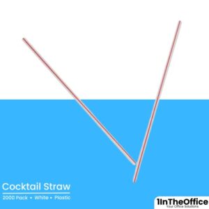 1InTheOffice Cocktail Straws, Coffee Straws Plastic 5 Inch Sip Stir Stick Coffee Straws, White 1000 / Box, 2 Boxes