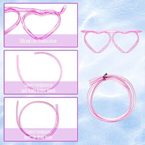 8PCS Silly Straw Glasses, Reusable Fun Loop Drinking Straw Eye Glasses, Novelty Eyeglasses Straw for Party Annual Meeting Parties Birthday (4 Colors Heart)