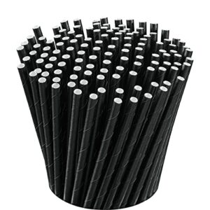 [300 pack] 7 inch 100% biodegradable paper sip stirrers/straws - black - for cocktail & coffee…