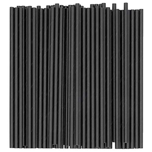 [300 Pack] 7 Inch 100% Biodegradable Paper Sip Stirrers/Straws - Black - For Cocktail & Coffee…