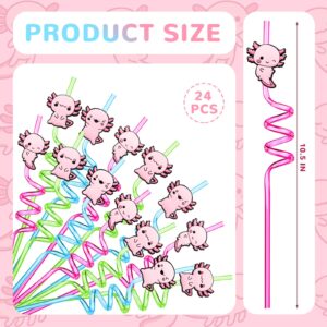 24 Pack Straws Axolotl Party Supplies Axolotl Straws for Kids Reusable Plastic Straws Twisty Straws Drinking Straws for Axolotl Themed Party Decoration Supplies Birthday Favors for Juice Milk Drinks