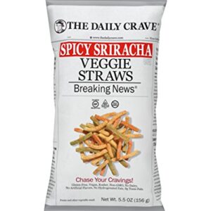 The Daily Crave Spicy Sriracha Veggie Straws, Crunchy Veggie, 5.5oz (Pack Of 8) Gluten-Free, Non-GMO, Kosher, Crunchy, Vegan