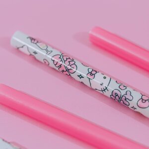 Silver Buffalo Sanrio's Hello Kitty Kawaii Treats 4pc Reusable Plastic Straw Set,10x1.5x.25, Pink