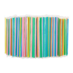 600-pack colorful individually wrapped plastic drinking straws, extra long, bulk, disposable party supplies, 5 colors (10.2 in)